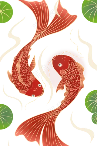 红色好运锦鲤素材,免抠元素