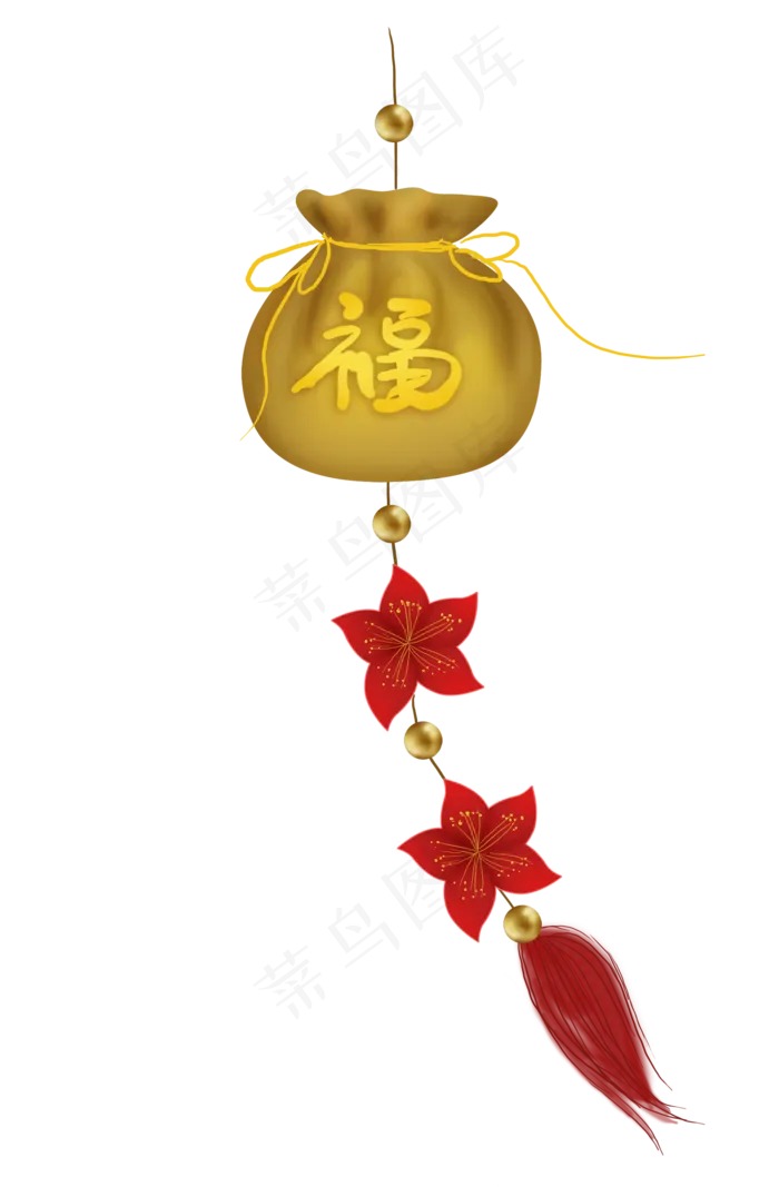 新年元宵节金色福袋挂饰,免抠元素(2000X3049(DPI:299))psd模版下载