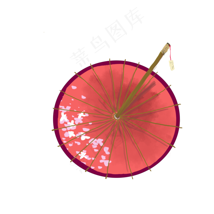 日本红色樱花雨伞,免抠元素
