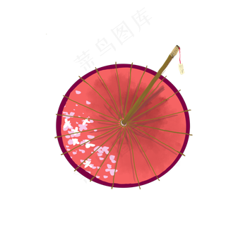 日本红色樱花雨伞,免抠元素