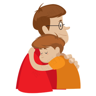 相拥的父子矢量素材