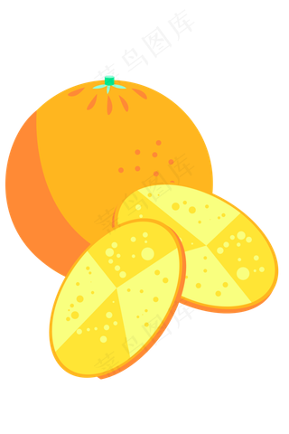手绘2.5D扁平化橙子