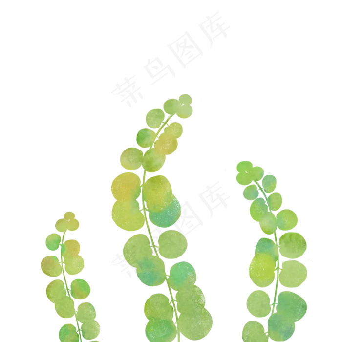 小清新树叶手绘绿色叶子,免抠元素(2480X2480(DPI:300))psd模版下载