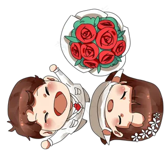 婚礼婚礼季情人节结婚丢捧花卡通