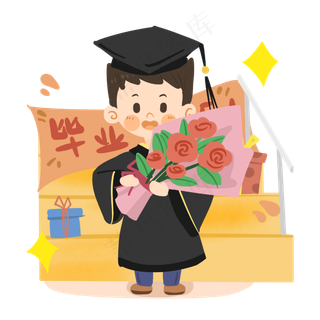 卡通男孩参加毕业典礼PNG素材