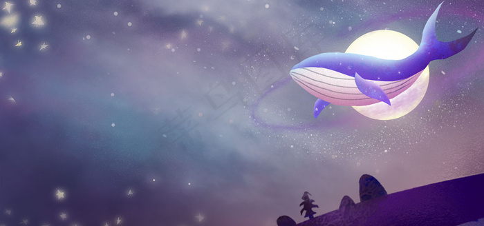 夜空中的星星插画