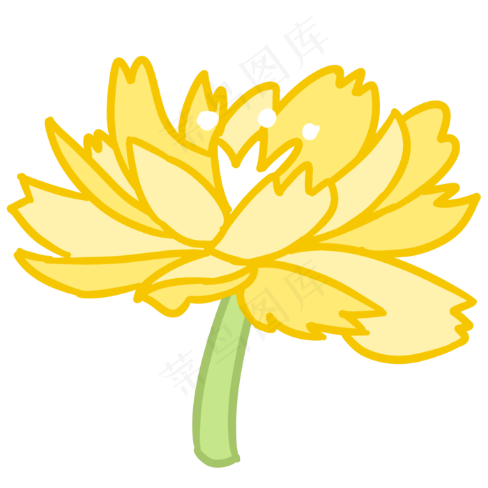黄色的花手绘装饰图案(2000X2000(DPI:300))psd模版下载