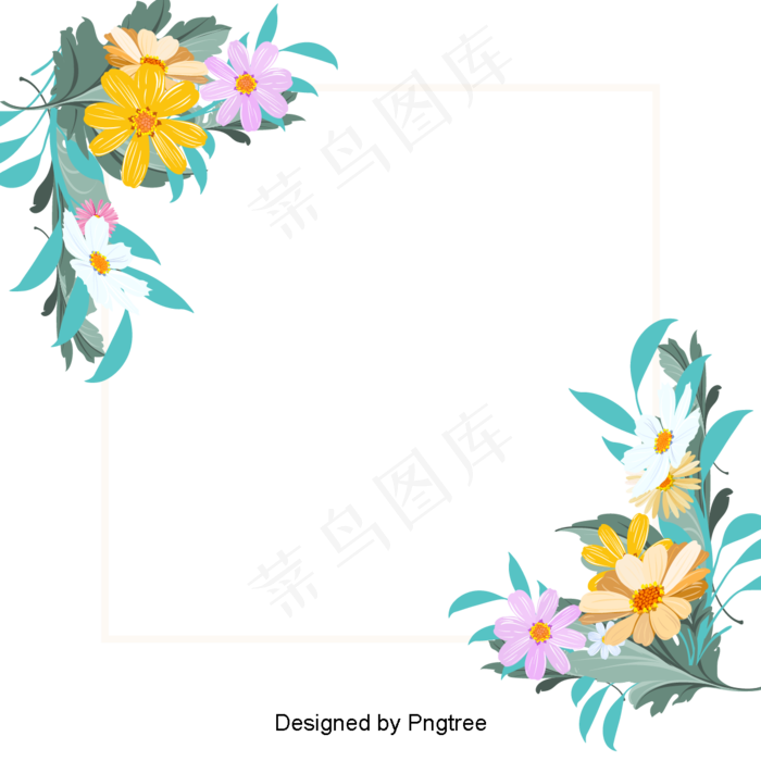 彩色矢量卡通花芙蓉花边框(1201*1201px 72dpi )ai矢量模版下载