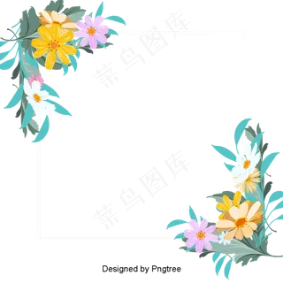 彩色矢量卡通花芙蓉花边框