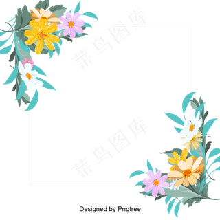 彩色矢量卡通花芙蓉花边框