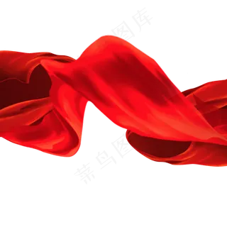 红色翻飞布条,免抠元素