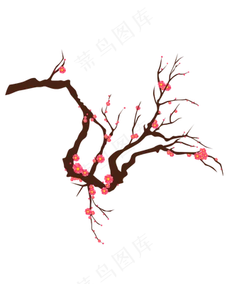 矢量手绘水墨梅花