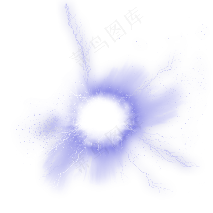 蓝色闪电光源效果,免抠元素(2000*2000px 300 dpi )psd模版下载