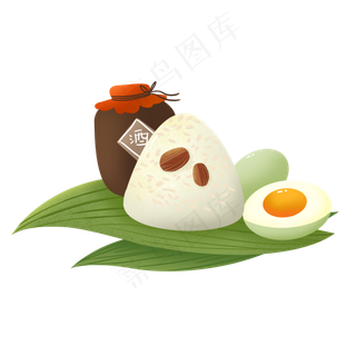 小清新端午节粽子蛋黄与雄黄酒