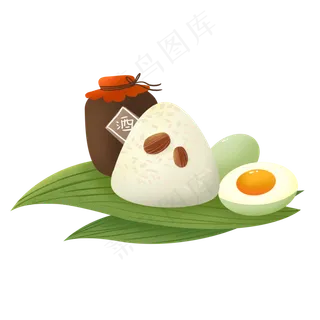 小清新端午节粽子蛋黄与雄黄酒