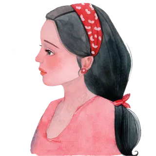 手绘水彩侧脸美人儿