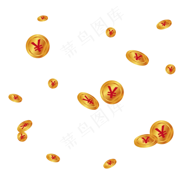 渐变金色金币漂浮素材,免抠元素(3543*3543px 300 dpi )ai矢量模版下载
