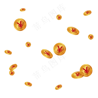 渐变金色金币漂浮素材,免抠元素