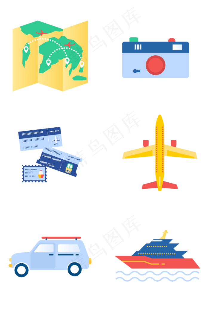 旅游旅行游玩相关图标,免抠元素(2000*3020px)ai矢量模版下载