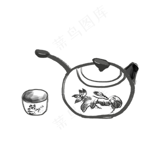写意水墨中国风水壶茶壶