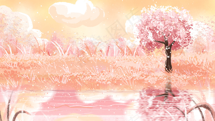 梦幻粉色樱花风景