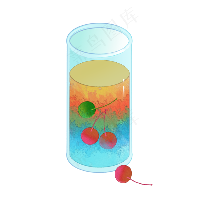 樱桃彩虹汽水夏季解渴消暑冷饮