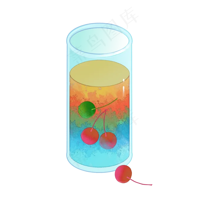 樱桃彩虹汽水夏季解渴消暑冷饮(2000X2000(DPI:300))psd模版下载
