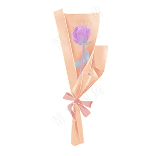 手绘简约节日单枝紫玫瑰花束