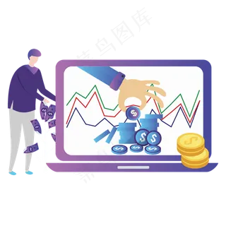 人工智能大数据金融投资元素,免抠元素