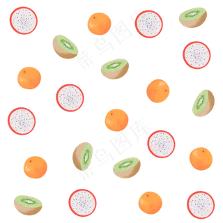夏天猕猴桃火龙果橘子水果清新底