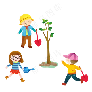 植树节开心的小朋友们