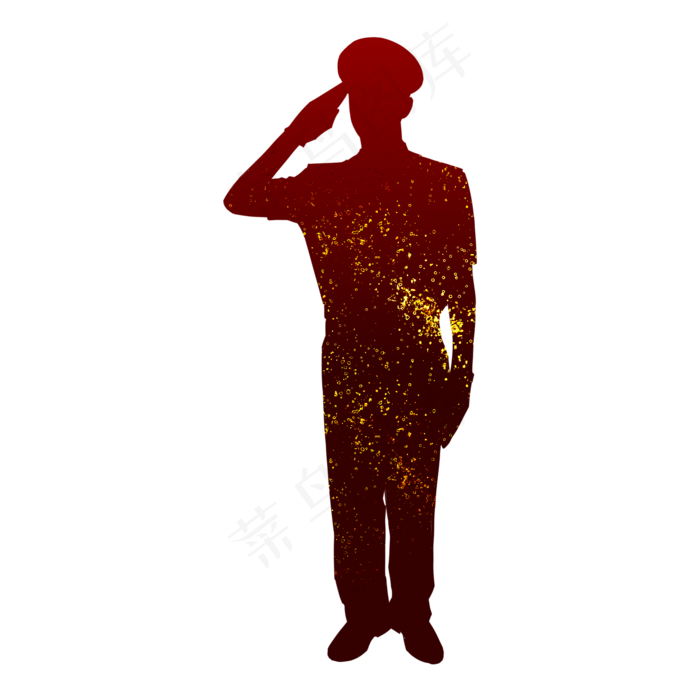 建军节军人剪影军姿,免抠元素