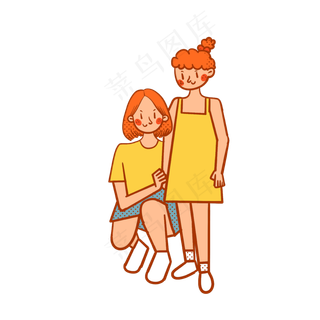 矢量免抠卡通可爱儿童节母亲和孩