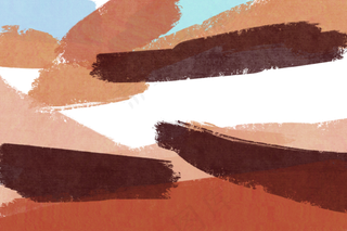 水彩丙烯大地色沙漠色块装饰边框,免抠元素