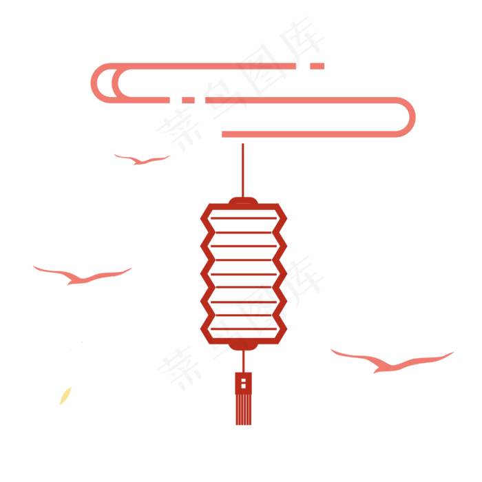 元宵节扁平化矢量红灯笼装饰,免抠元素