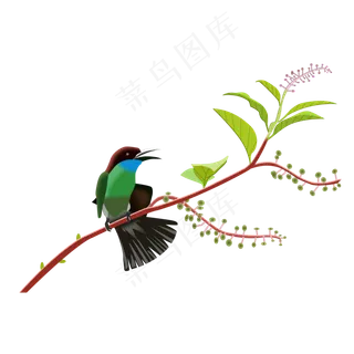 春天绿色写实森林花鸟免抠PNG