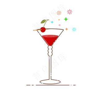 手绘矢量MBE风格夏日饮料