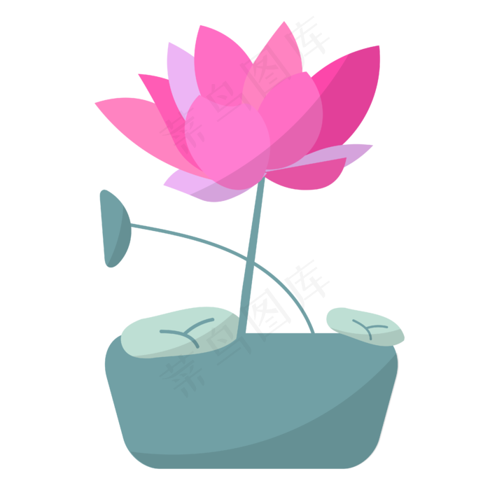 荷花盆栽(2000X2000(DPI:300))ai矢量模版下载
