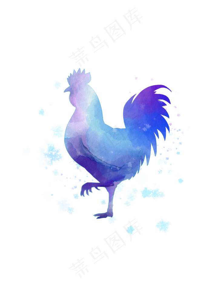 手绘水彩动物十二生肖鸡(2551*3437px 300 dpi )psd模版下载