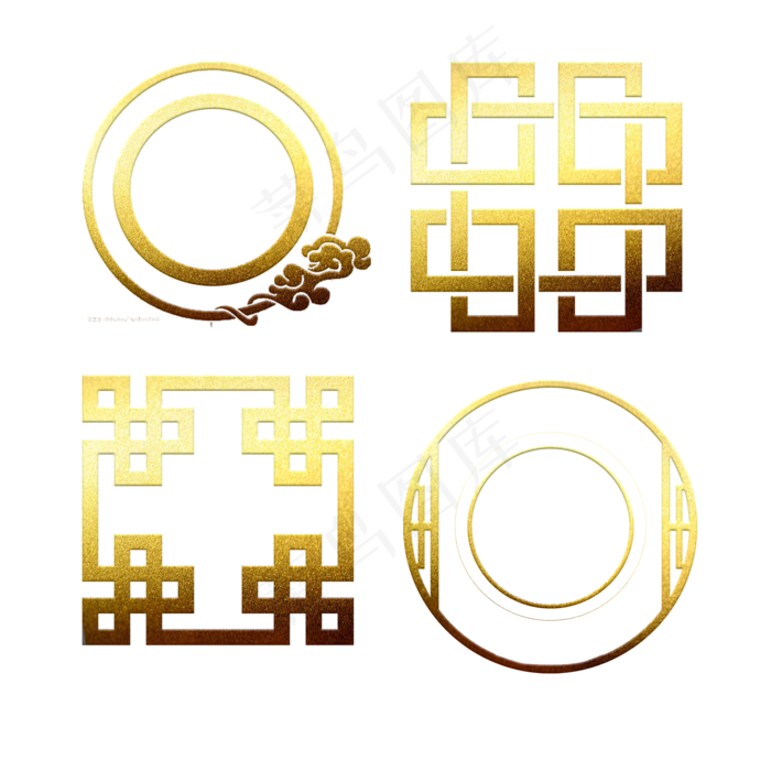 中式花纹金箔素材元素,免抠元素
