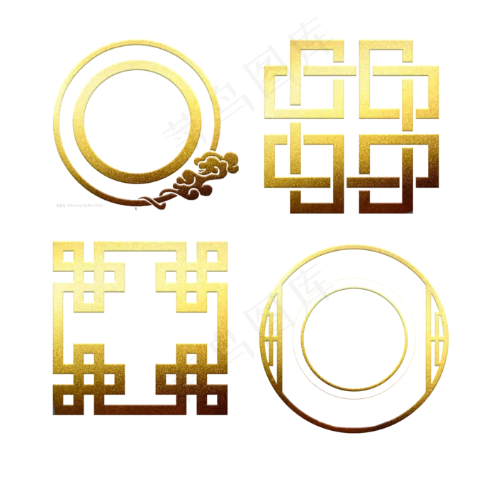 中式花纹金箔素材元素,免抠元素(2000X2000(DPI:300))psd模版下载