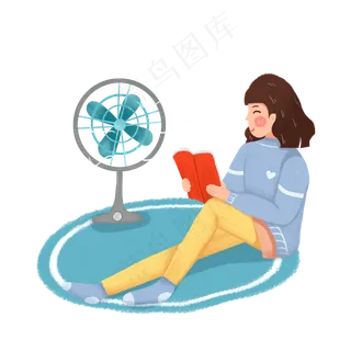 芒种少女读书乘凉素材