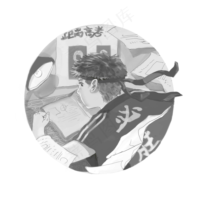 必胜高考学生努力奋斗做题熬夜P(3000X3000(DPI:300))psd模版下载