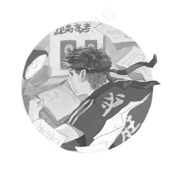 必胜高考学生努力奋斗做题熬夜P(3000X3000(DPI:300))psd模版下载