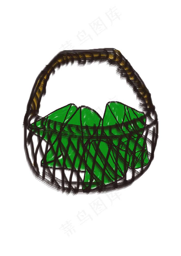 端午节篮子里的粽子手绘PNG素材