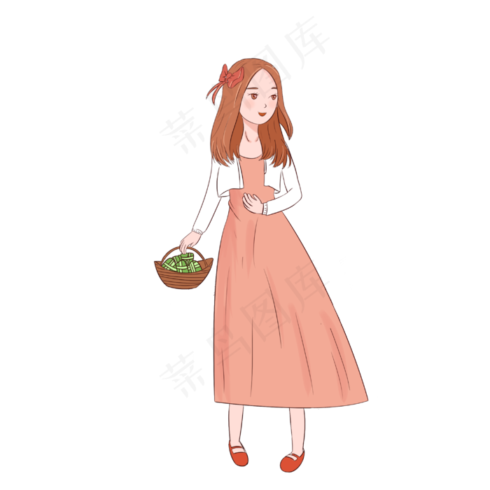 端午节拿着粽子的女孩小清新