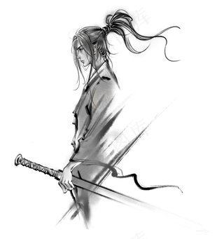 武侠中国风水墨黑白