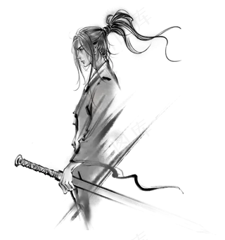 武侠中国风水墨黑白