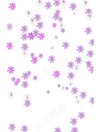 手绘雏菊花瓣粉紫色飘落漂浮矢量