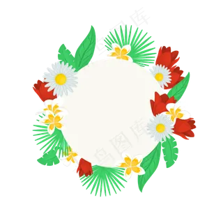 夏季夏天夏至花朵装饰免扣素材